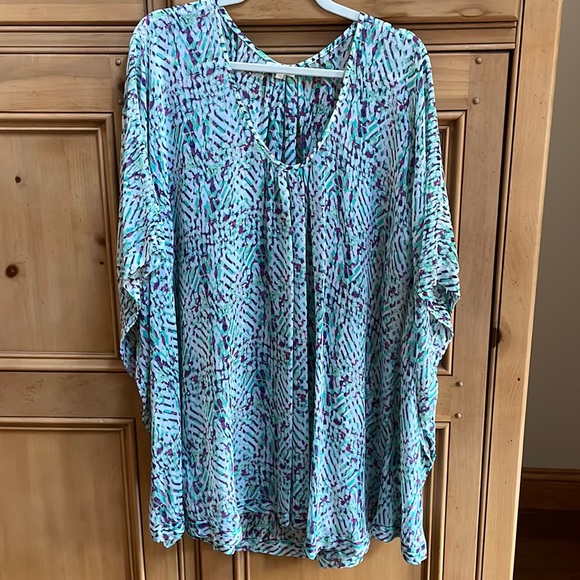 Shoshanna 100% Silk Chiffon Caftan Swim Cover Up Medium Large Beach Pool Cruise - Picture 1 of 7
